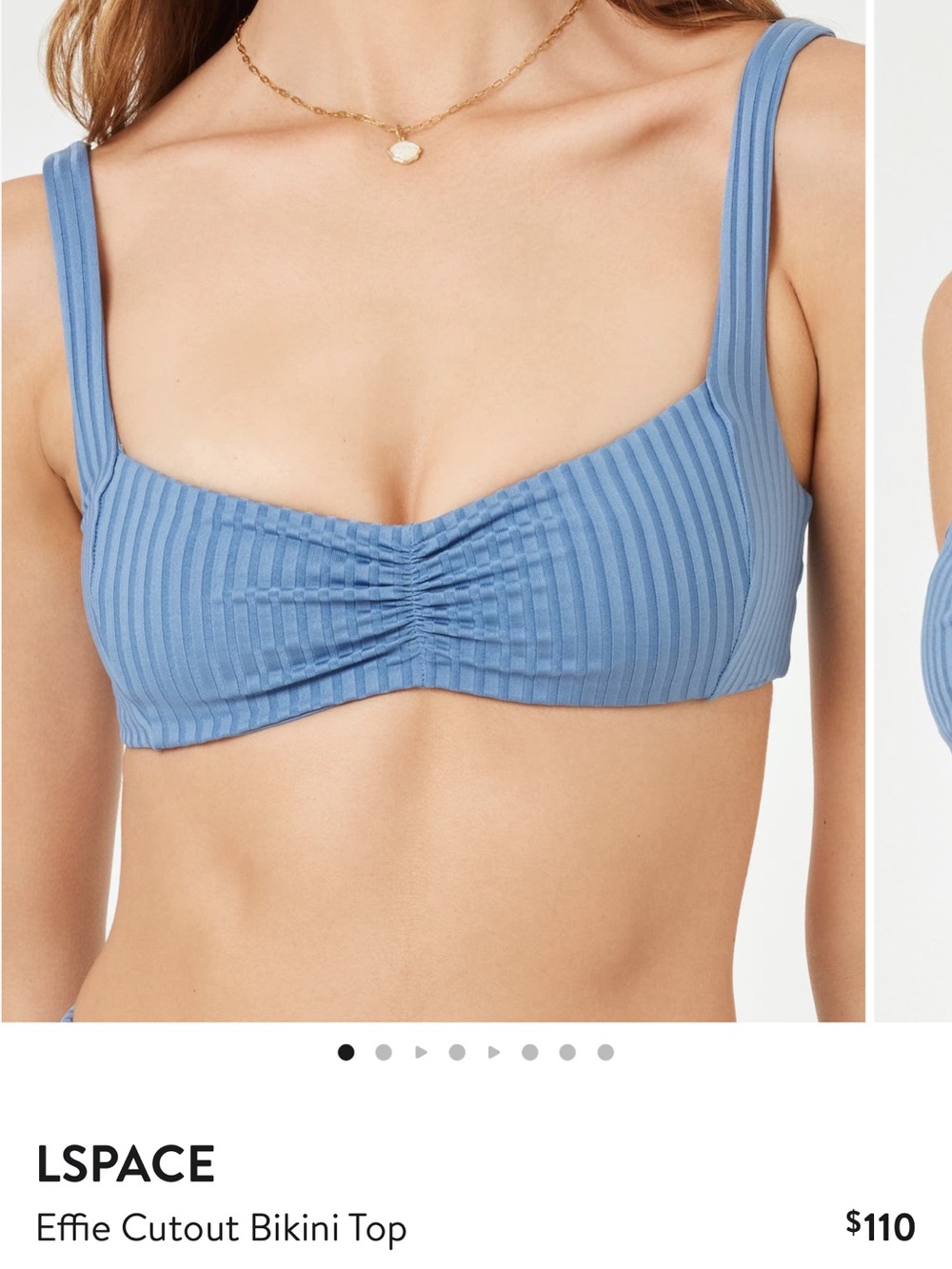 l*space Ribbed Effie Bikini Top — Dusty Blue